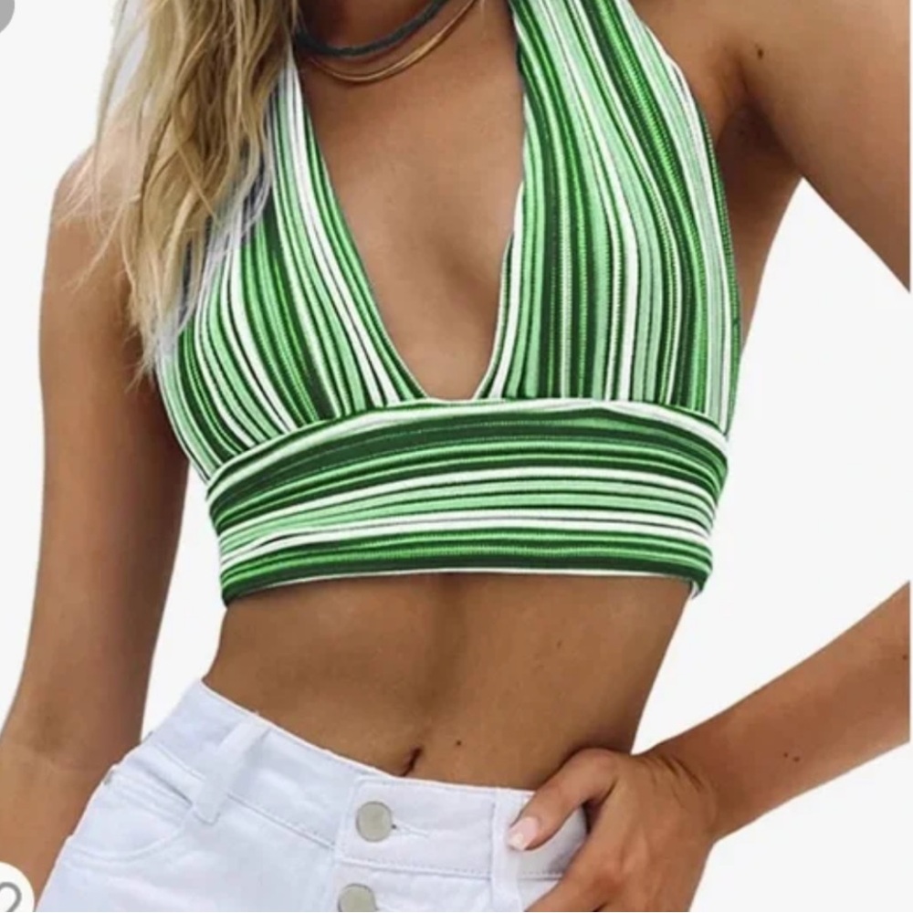 Women’s Halter Backless Knitted Crop Top
